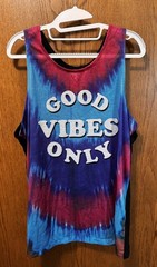 Hybrid Tees Good Vibes Only Tie-Dye Graphic Print Sleeveless Tank Top XL/XG