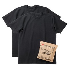 Hanes T-Shirts KURO BLACK 2-Pack UNISEX S–2XL 7.0oz Cotton Crew Neck HM1-B701
