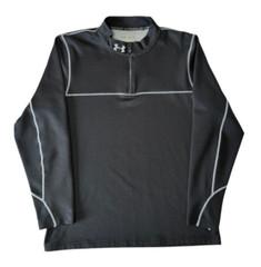 Under Armour Mens 2XL Black Pullover 1/4 Zip Long Sleeve Coldgear 1232672 Logo