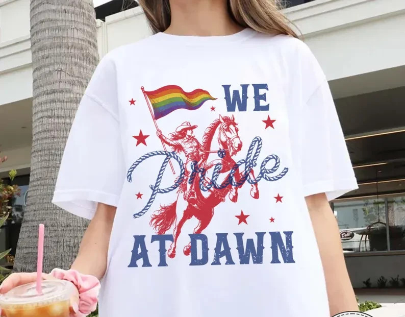 We Pride At Dawn T-shirt, Lesbian Cowgirl Shirt