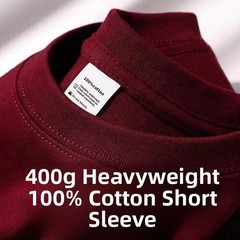 Unisex Heavyweight Pure Cotton Shirt Summer Loose Fit Breathable Casual Tee Gift