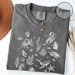 Comfort Tee Garment Dyed Sea Life Ocean Marine Life Soft Cotton