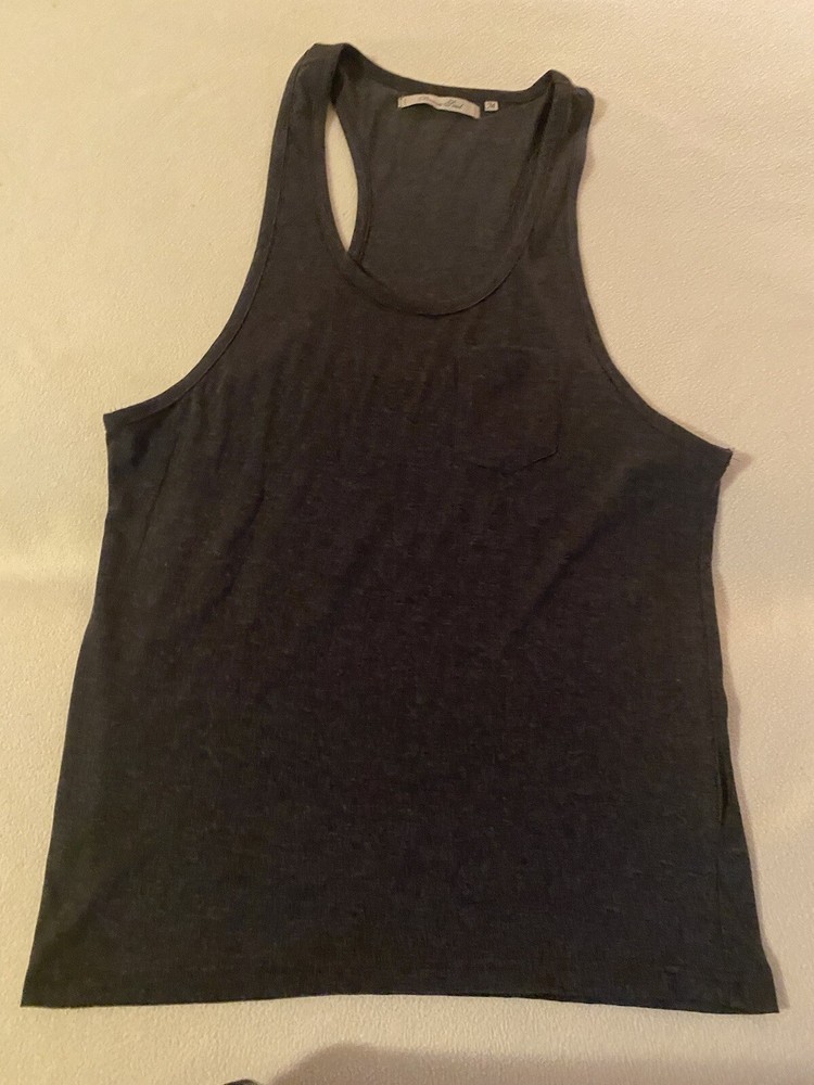 Brave Soul Mens Medium Dark Gray Cotton Polyester Blend Tank Top w/ Pocket NWOT
