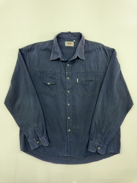 Monar Boys Blue Denim Button-Up Wings Shirt XXL Pocket Patch