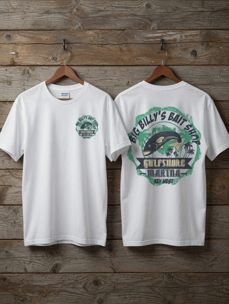 Vintage Fishing Bait Shop T-Shirt Coastal Angler Graphic Tee for Men