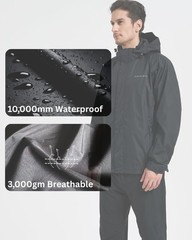 Rain Jacket 100% Waterproof, Breathable, Seam Sealed, 10000mm/3000gm, YKK Zip…