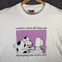 Vintage Quote Shirt Mens XL White 90s Funny Dog Computer Tech Cartoon USA