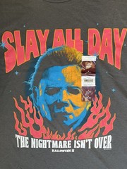 Halloween II Michael Myers Slay All Day Gray Graphic Cotton Knit Tee M