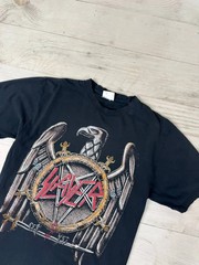 Vintage Slayer T Shirt 90s Rock Band Distrissed Men Size L black