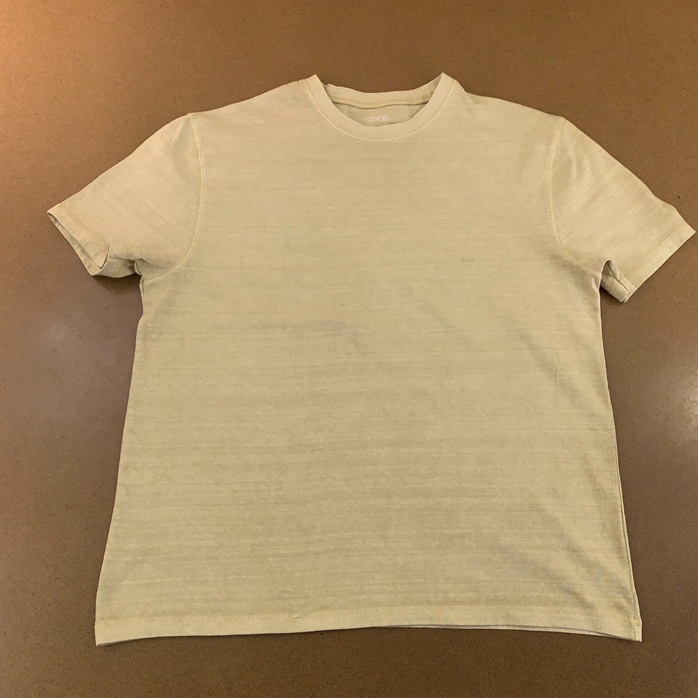 Asos Mens Large Beige Cotton Classic Crew Neck Short Sleeve T-Shirt NWOT