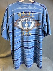 Vintage Hang Ten Men’s XL T-Shirt Blue Tie Dye Striped Single Stitch Surf Skate