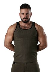 Locker Gear Ribbed Cotton Tank, Stretchy, Sleeveless, Round Neck, Many Colours