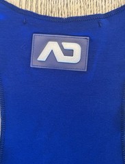 Addicted Men Bright Blue Tank Top Muscle ,Clubwear, Workout Sz. L/34 Rubber Logo