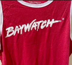 Men’s M Baywatch Malibu Patrol Tank Top Wife Beater Sleeveless T-shirt Beach Red