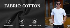 Mens Cotton Crewneck T-Shirt Short Sleeve Plain Tee Moisture Wicking Casual Tops