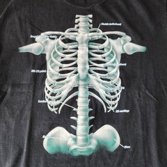 Vintage 90s Discovery Channel Skeleton Rib Cage Tshirt Size XL Black