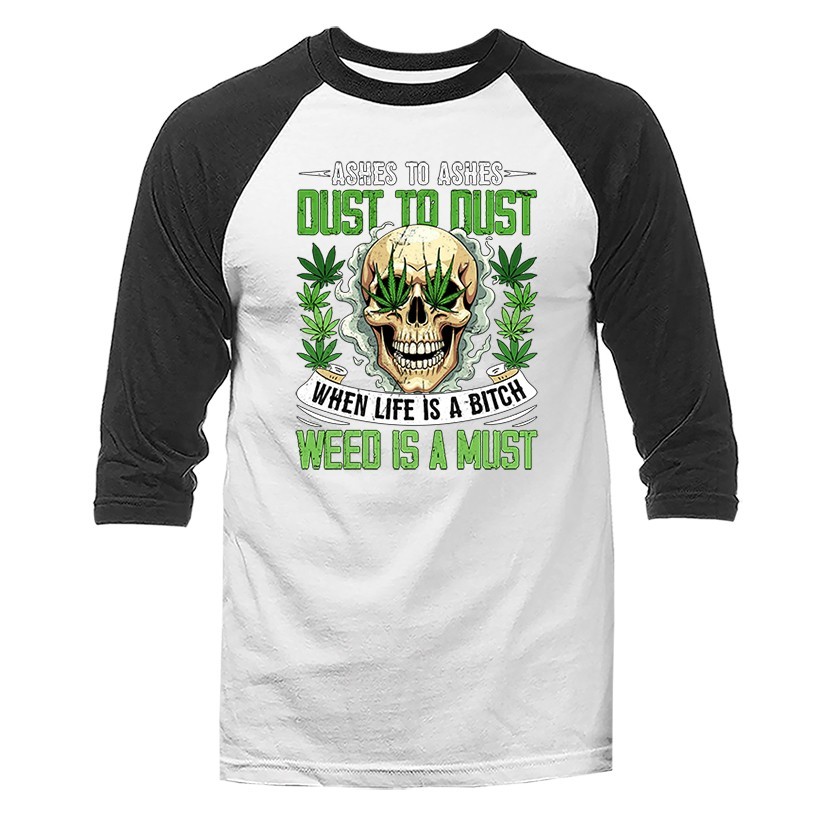 Weed is a Must Marijuana Pot Cannabis 3/4 Sleeve Raglan