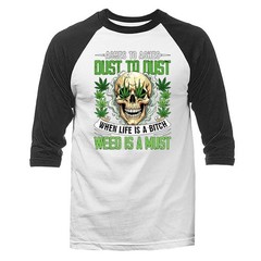 Weed is a Must Marijuana Pot Cannabis 3/4 Sleeve Raglan