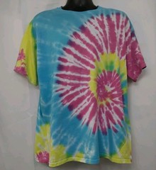 New Tie Dye Yellow Pink Blue T-Shirt Unisex Adult X-LARGE Multicolor Spiral
