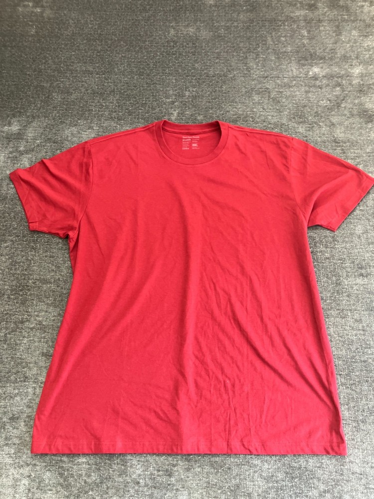 Fresh Clean Threads T-Shirt Men 2XL Bright Red Soft Knit Cotton Casual Crew Neck