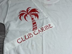 Vintage Club Caribe Palm Tree Pullover French Terry Beach Resort Tee White Red L