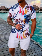 Men Summer Outfit 2-Piece Set Short Sleeve T-Shirt and Shorts Sweatsuit Set
