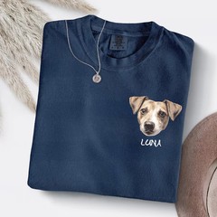 Custom Pet Portrait Comfort Tee Personalized Dog Cat Photo Shirt Gift