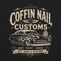 Coffin Nail Customs Shirt Psychobilly Hot Rod Gearhead Kustom Kulture Tee XS-5XL