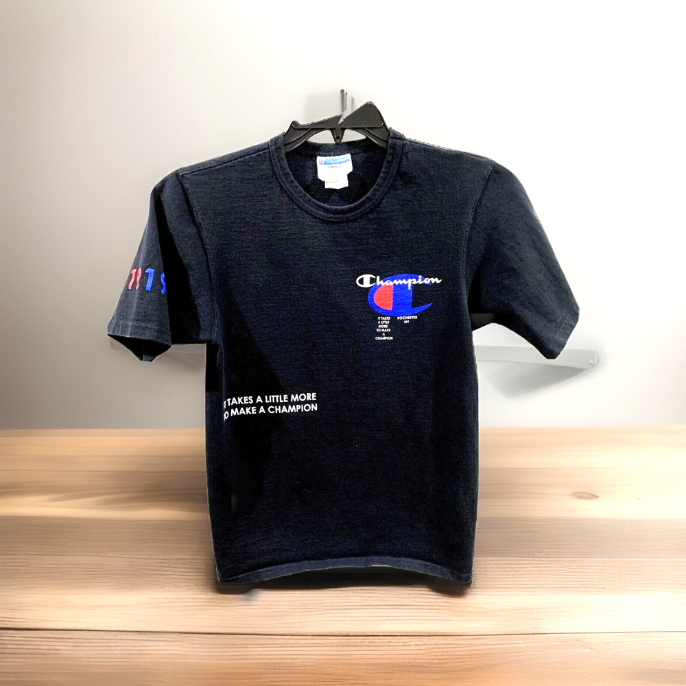 Champion “It Takes Little More” T Shirt Rochester, NY BLACK Logo LATITUDE SMALL