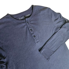 Flint & Tinder Henley Shirt Men’s Medium Blue Heavyweight Cotton Workwear USA