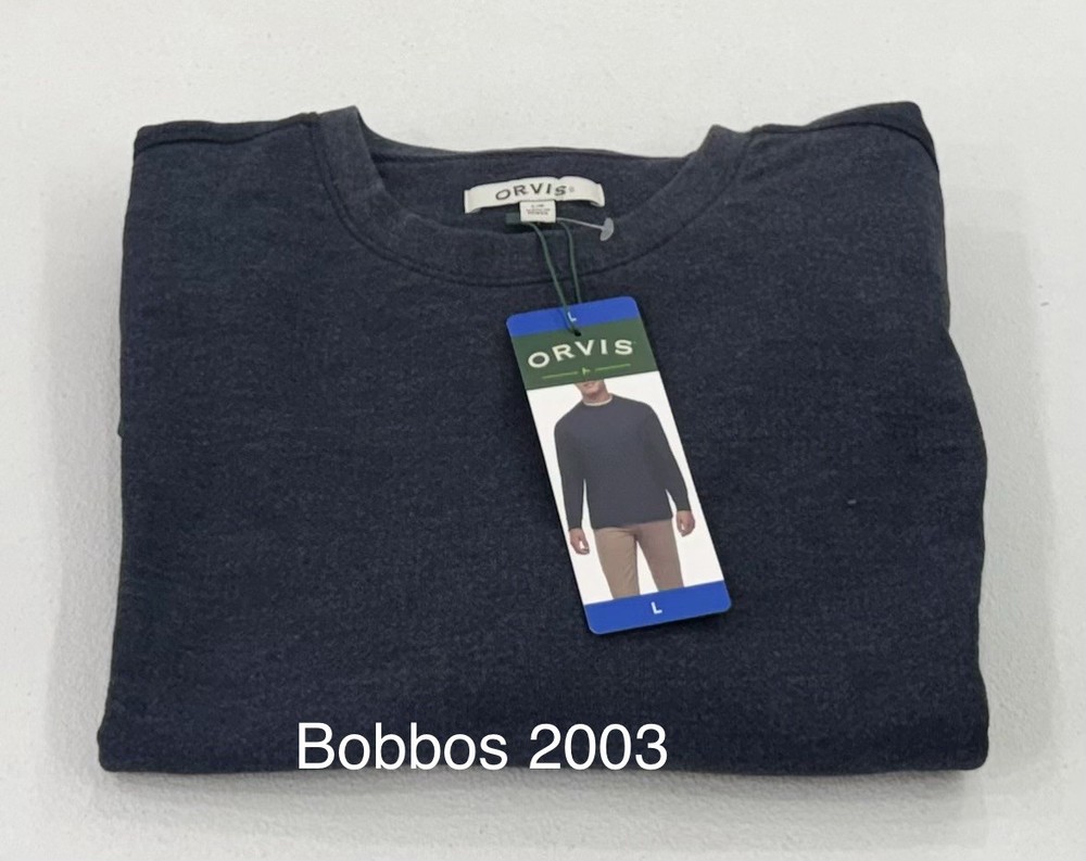 Orvis Men’s Long Sleeve Crewneck Pullover, Blue, Size L