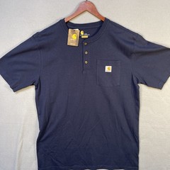 Carhartt Original Fit Blue Henley Shirt Large Tall Short Sleeve Pocket K84 NWT