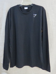 NEW Gymshark Crest Long Sleeve T-shirt SIZE Medium, Black, Embroidered Logo