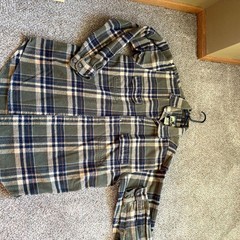Men’s Vintage 2000s Flannel Shirt Blue And Green Hunter Size Xl