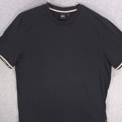Hugo Boss Thompson Signature Cuff Black Cotton Crew Casual Shirt Mens 2XL (XL)