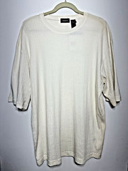 Claiborne PR-Essentials MERU Cream Men’s Short Sleeve Ribbed Crew Neck Shirt XL