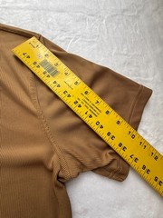 Tulliano Men’s Large Brown Ribbed Mock Neck Short Sleeve Stretch T-Shirt