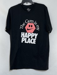 Nike black pink the Gym is my Happy Place training weight lifting t shirt M