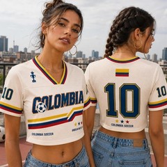 Custom Colombia Soccer Crop Jersey, Personalized Colombia Football Shirt, Women