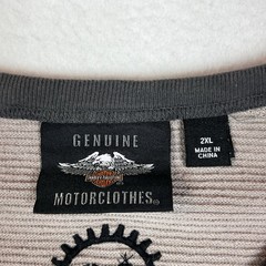 Harley-Davidson Henley Mens 2XL Gray Waffle Knit Long Sleeve Shield Logo