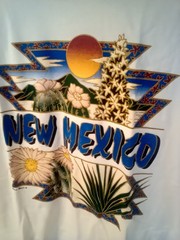 Anvil men”s white tee graphic New Mexico print on front LG cotton chest 44″