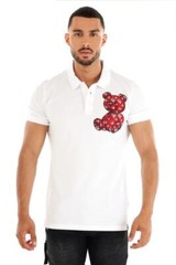 Avenue George V Paris Men’s White S/Sleeves Polo Shirt Red rhinestone teddy bear