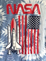NASA Space Shuttle Blue Tie Dye T Shirt size XL USA American Flag