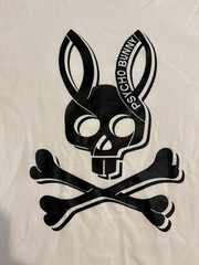 Psycho Bunny Men’s Sz 7 White Serge Embroidered Graphic Tee Shirt