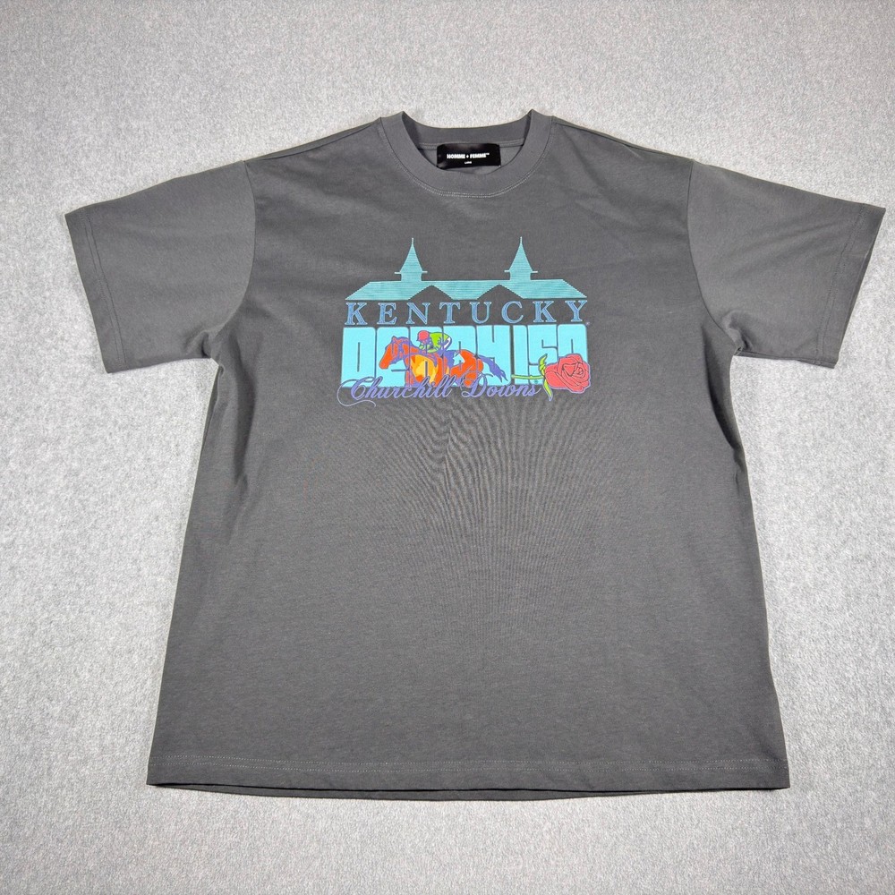 Kentucky Derby HOMME FEMME T-Shirt Mens L Gray 150th Churchill Downs
