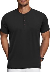 Men’s Short Sleeve Henley Shirt Casual Summer Tee Lightweight Breathable Solid T