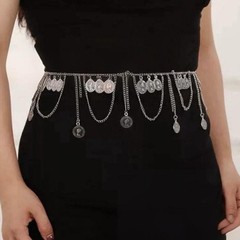 Silver Belt Chain Belt for Fashion Coin Metal Waist Belts Chains Plus Size La…