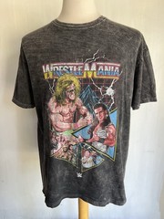 WRESTLEMANIA (2024) WWE Ultimate Warrior Shawn Michaels Acid Wash T-Shirt Large