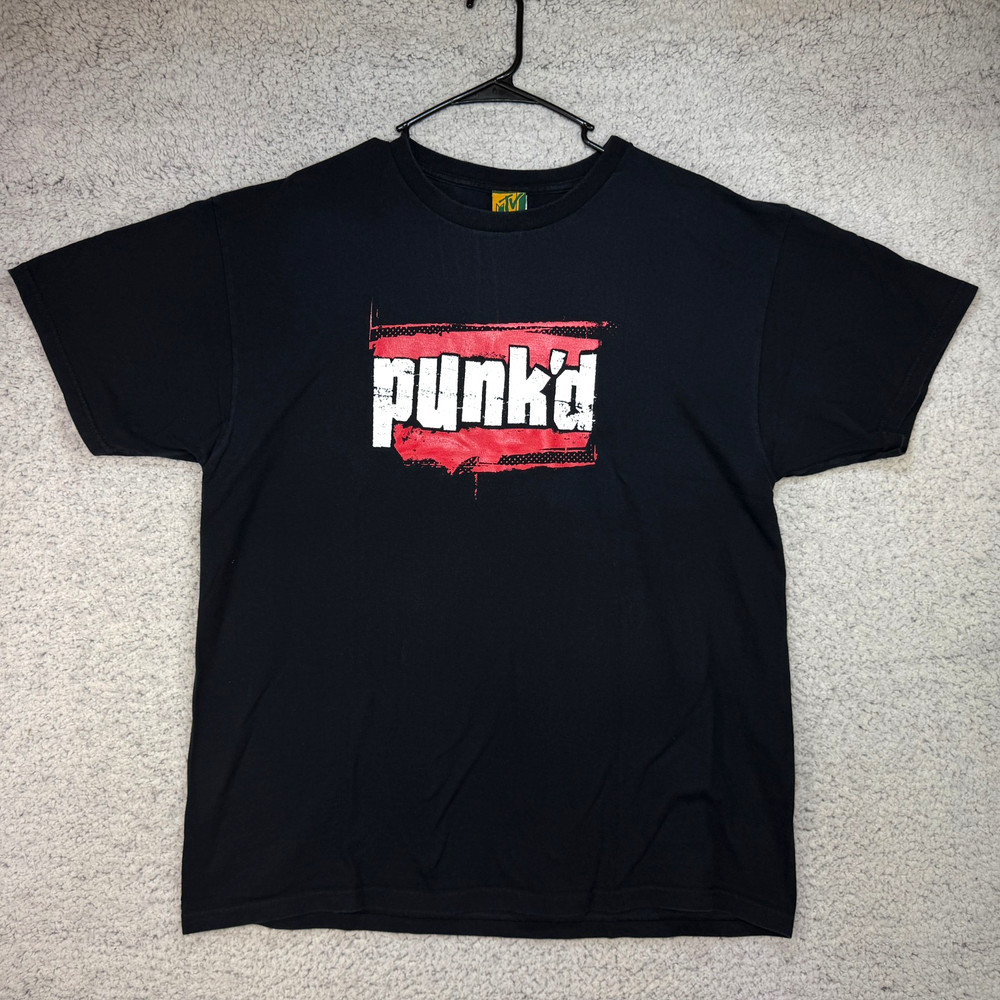 VTG The MTV Store Punk’d Logo Black Cotton Graphic T-Shirt Men’s XL