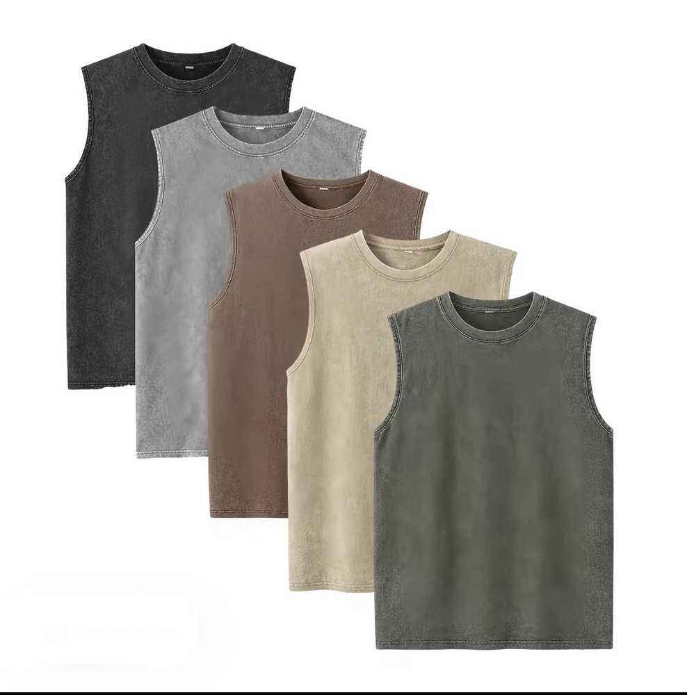 Men’s 5-Pack Sleeveless Vintage Washed Cotton AS SEEN ON TIKTOK- T-Shirts L